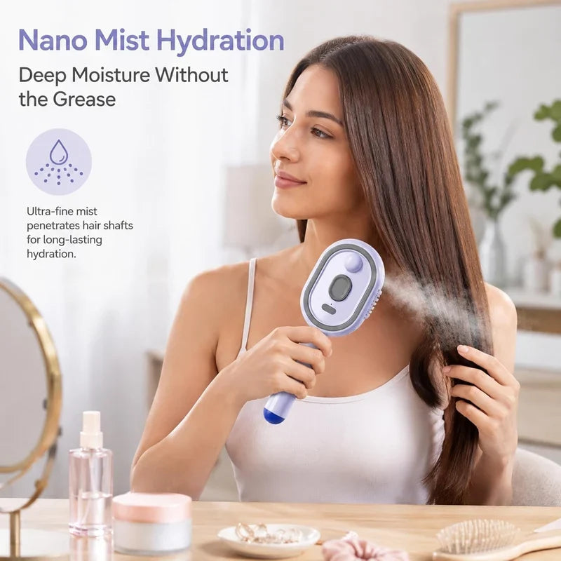 Electric Spray Retractable Air Cushion Comb – Hair Mist & Detangling Brush