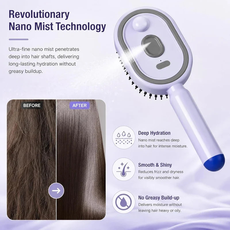Electric Spray Retractable Air Cushion Comb – Hair Mist & Detangling Brush