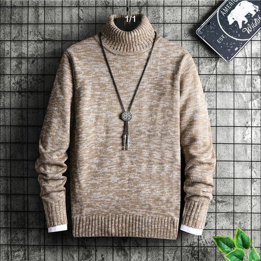 Men's Reversible Jacquard High Neck Sweater – Warm Winter Knit Pullover